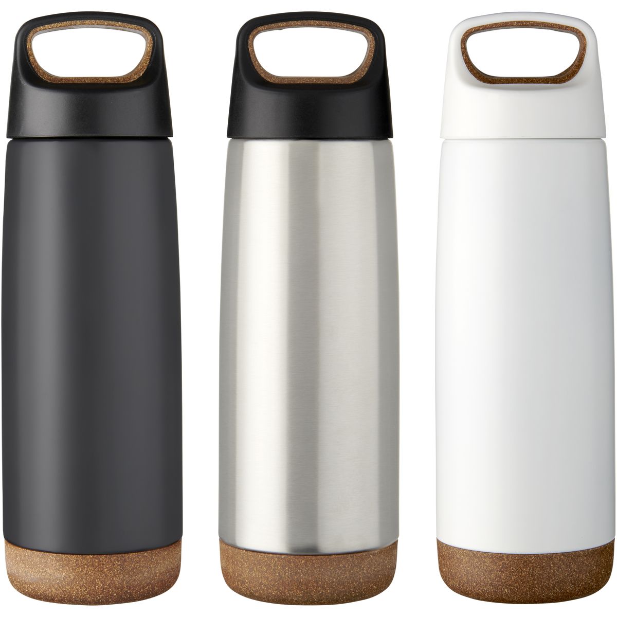 RVS-thermosflessen 600 ml met koper-vacuümisolatie en kurkdetails