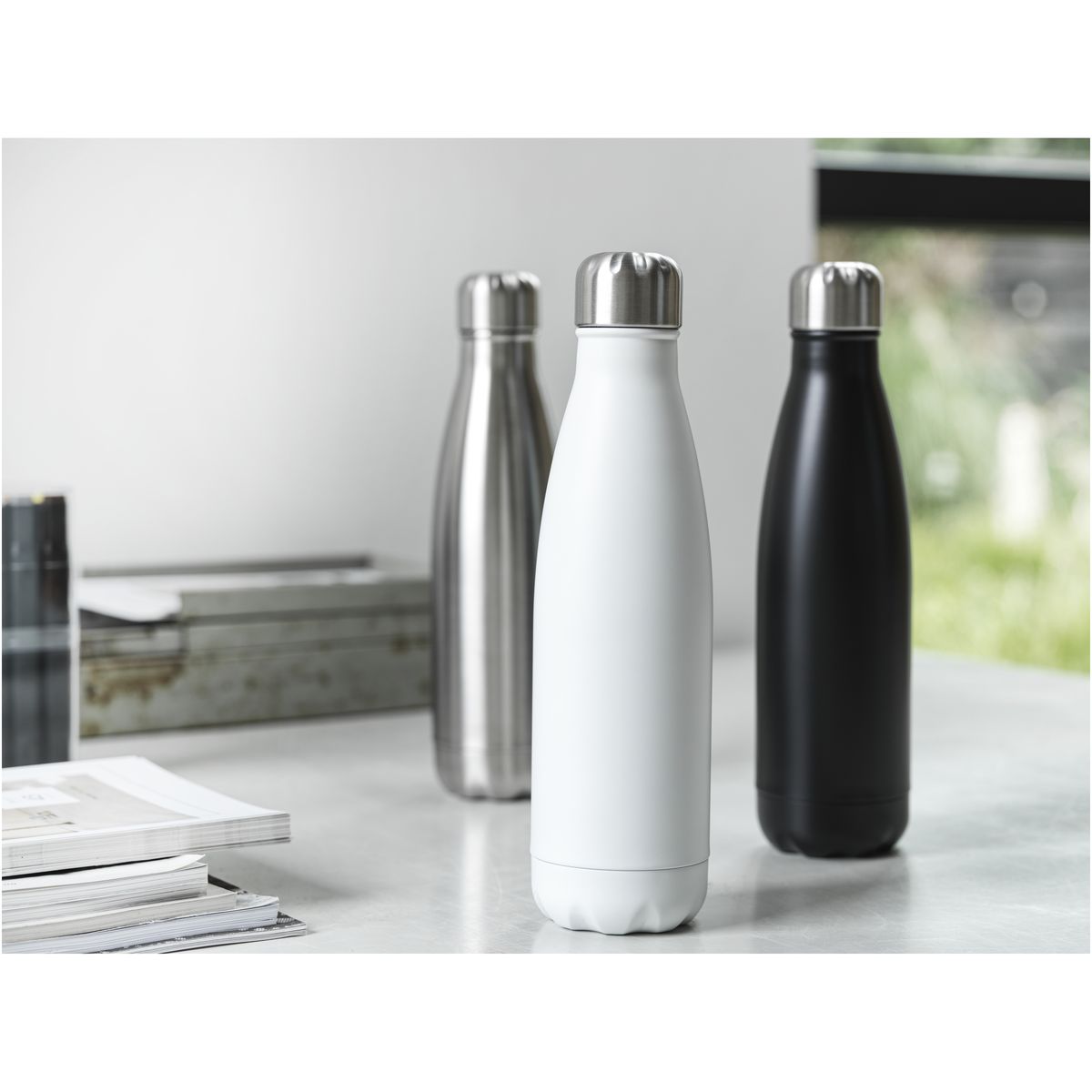 Slanke gerecyclede RVS-thermosflessen 500 ml