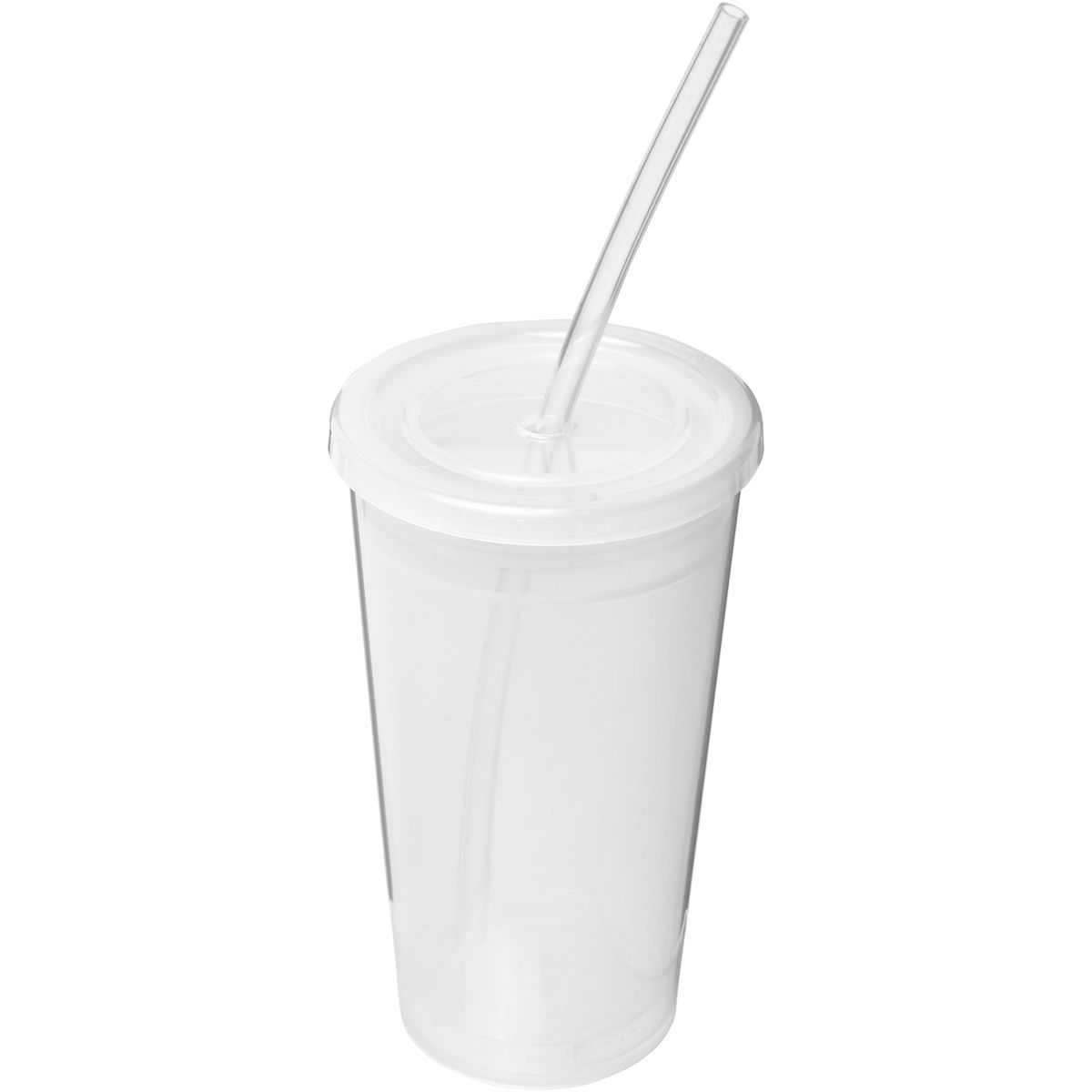 Transparante kunststof thermosbekers 350 ml met rietje