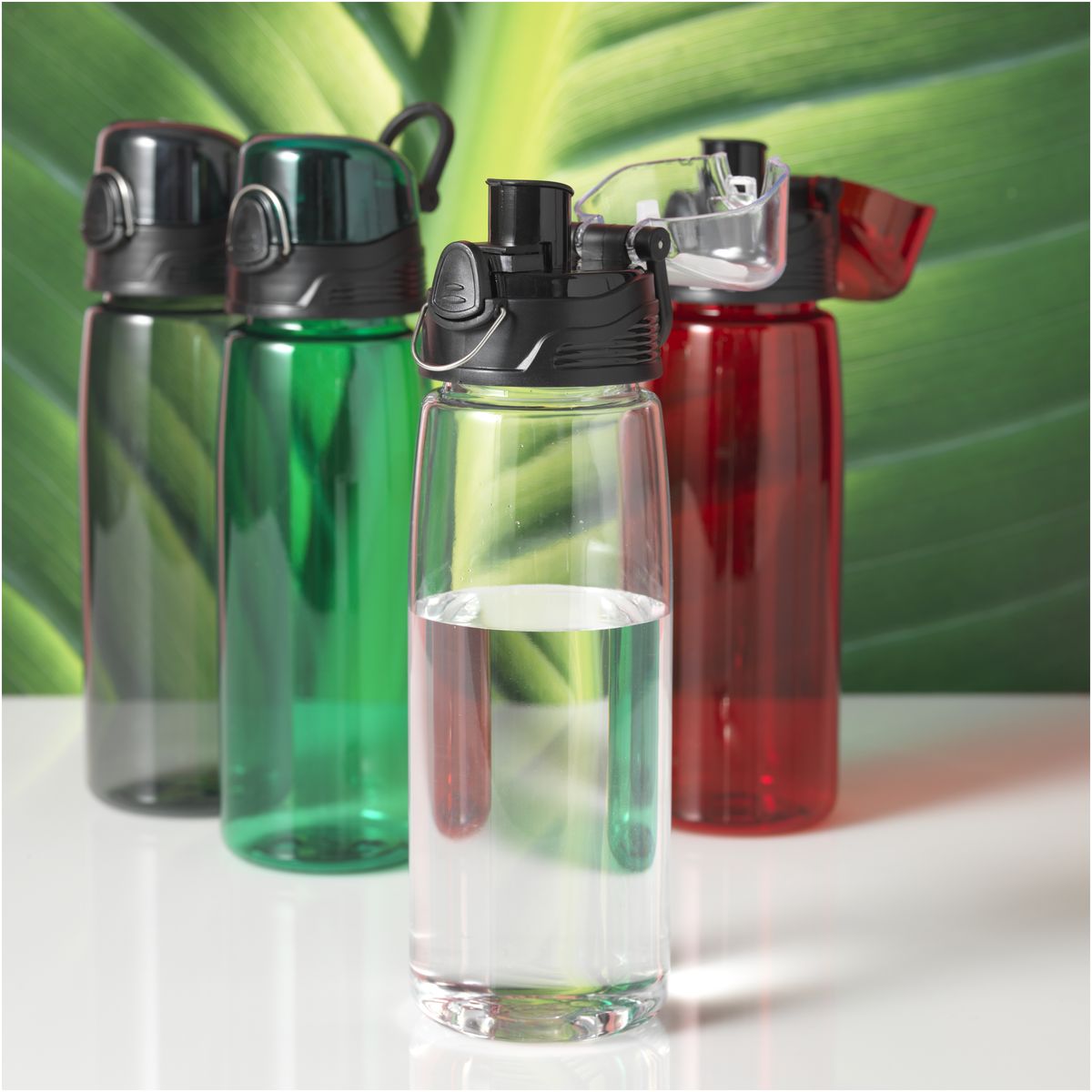Tritan-sportflessen 700 ml met klapdeksel en drukknop