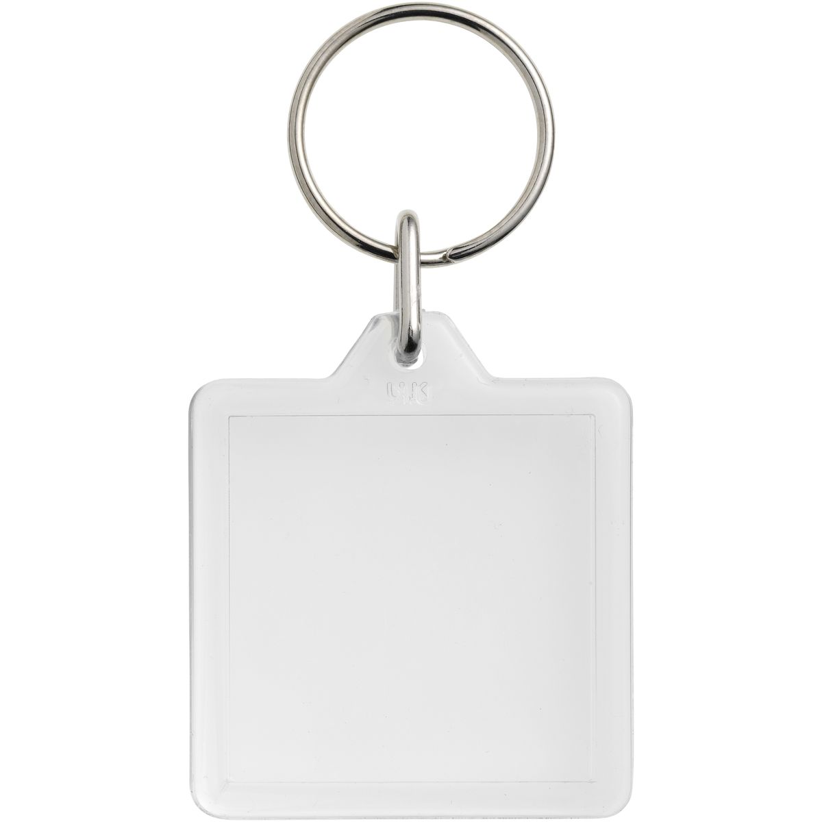 Vierkante transparante sleutelhangers met inzetstuk 3,2 x 3,2 cm