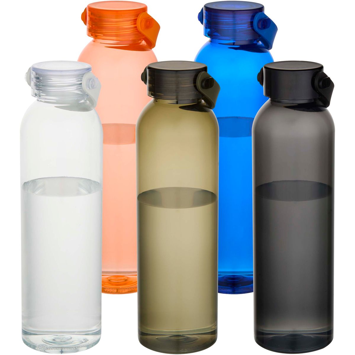 Waterflessen 630 ml van gerecycled kunststof met siliconen handgreep