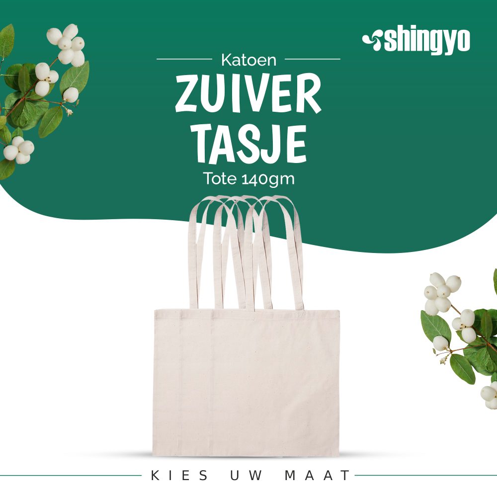 50 stuks Ecologische Katoenen draagtas 140 grams kwaliteit, maat 37x41cm-2